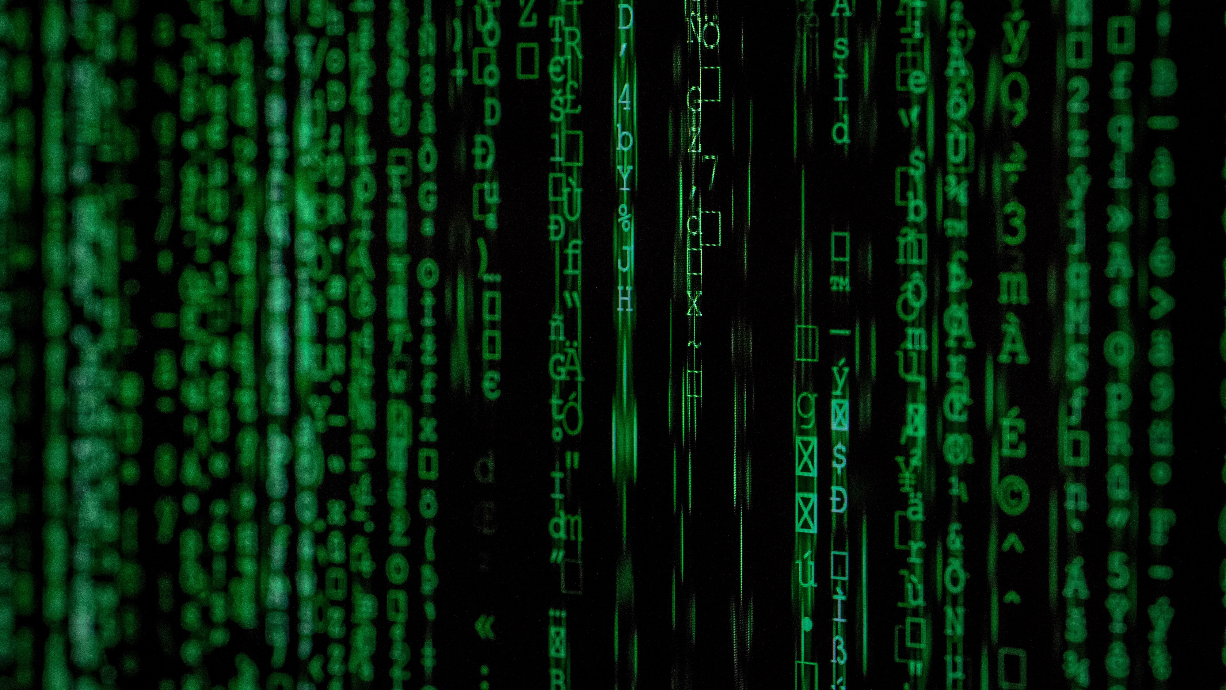 Matrix-style data running down the screen