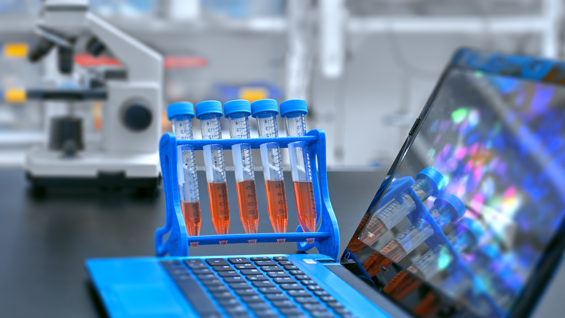 Test tubes on a bench