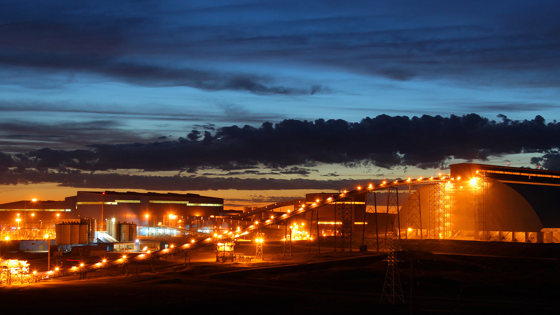 Oyu Tolgoi concentrator at night, Mongolia
