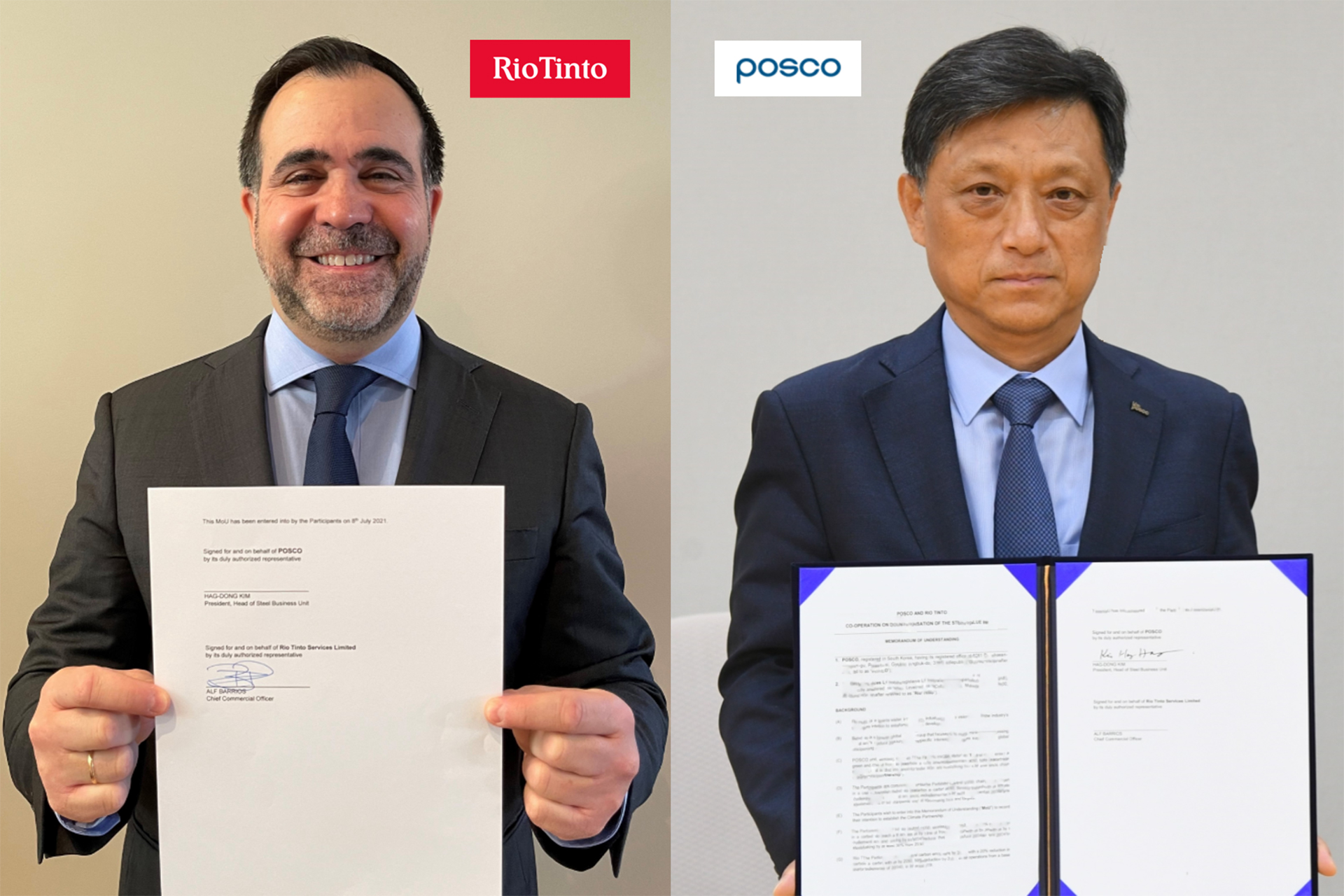 Rio Tinto and POSCO sign climate MOU