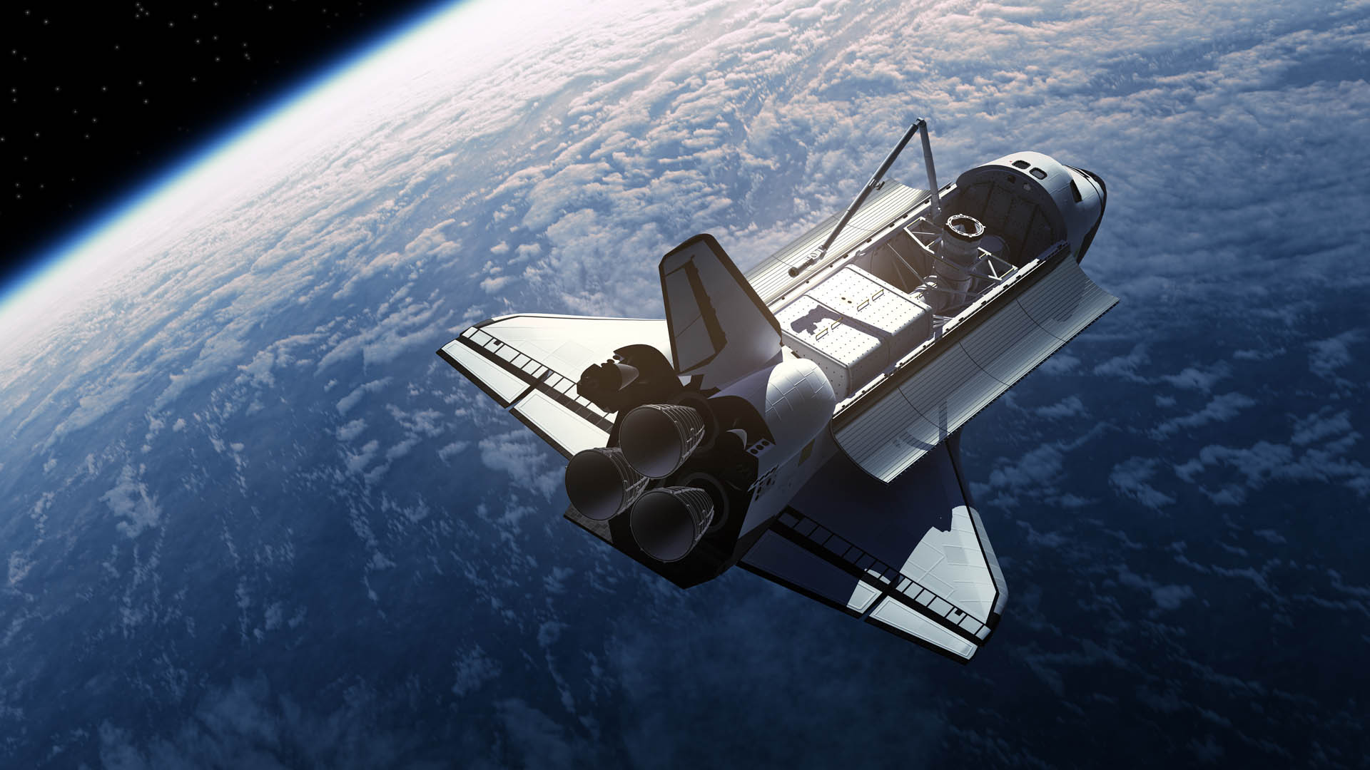 Space shuttle above the Earth